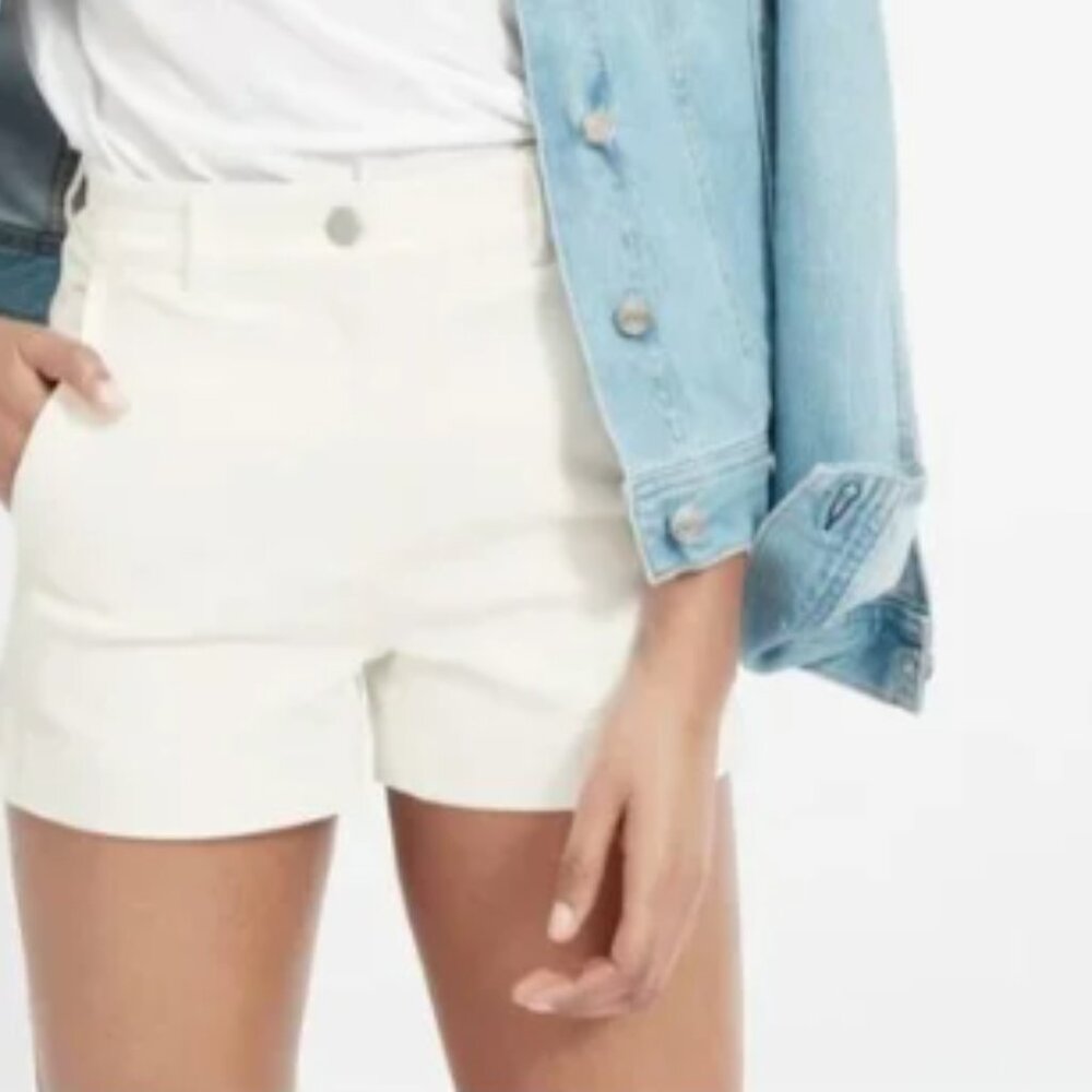 Everlane The Cotton Twill Short, High Rise, Denim, Bone White, Size 12